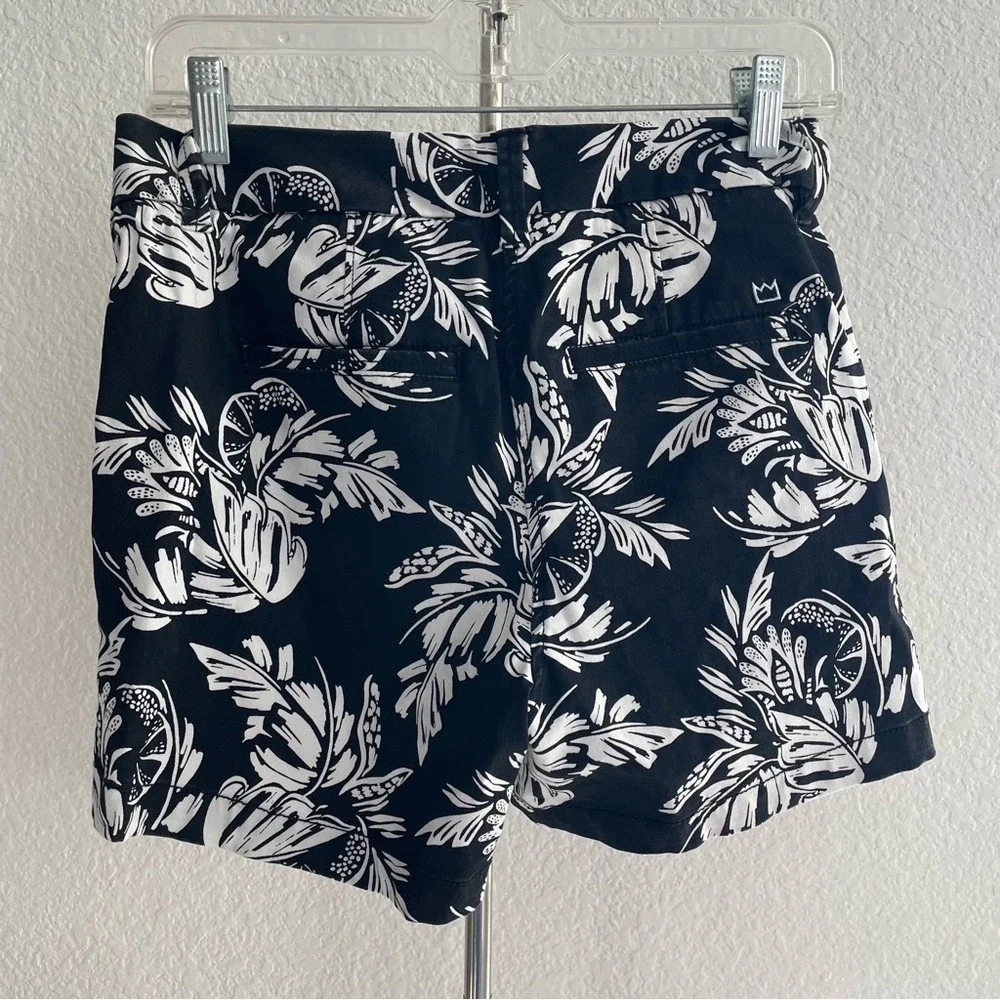 Women's Sz 4 Floral Black & White Cotton‎ Caroline Shorts Cruise Summer Travel